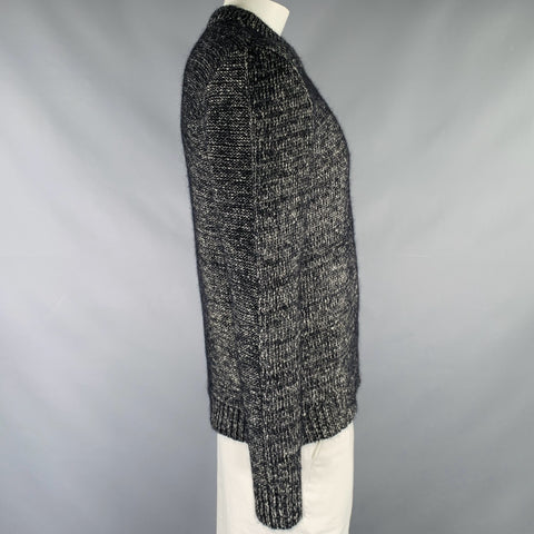 STEPHAN SCHNEIDER Size XL Grey Black Knit Cotton Blend Crew Neck Sweater