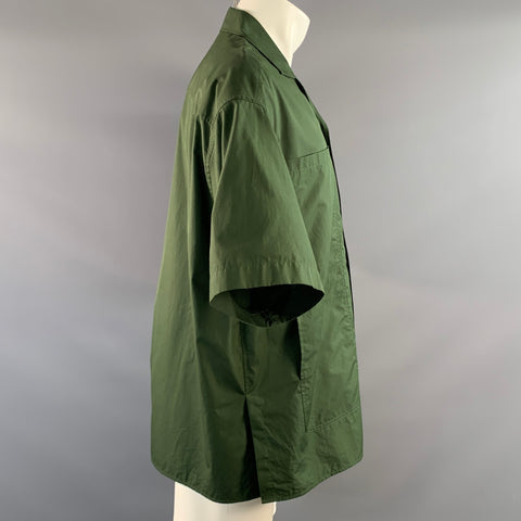 FENDI Size S Green Cotton Camp Short Sleeve Shirt