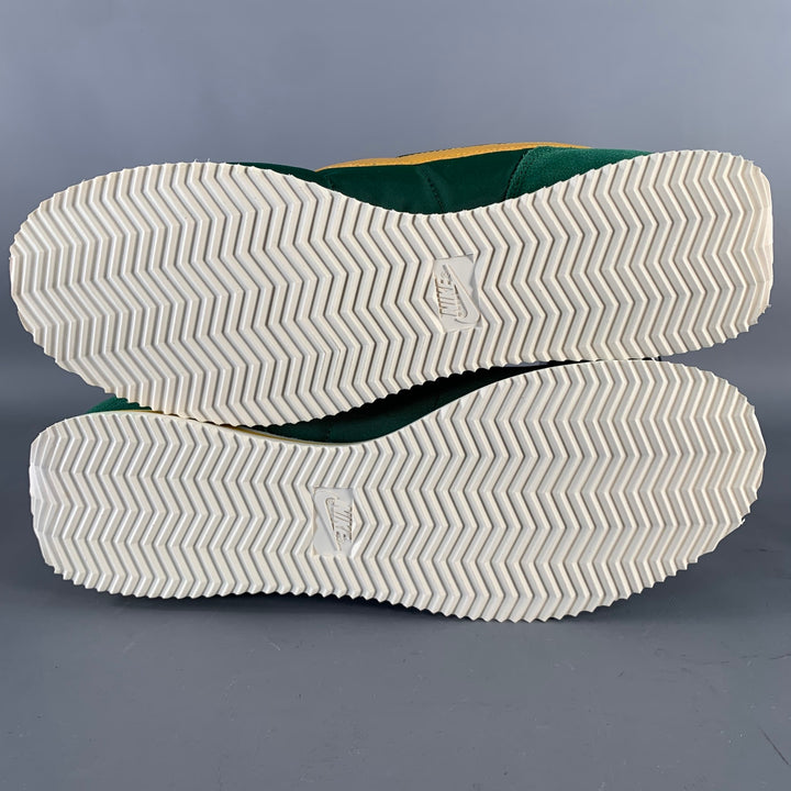 NIKE Size 12.5 Cortez TXT Green Yellow Suede Polyester Low Top Sneakers