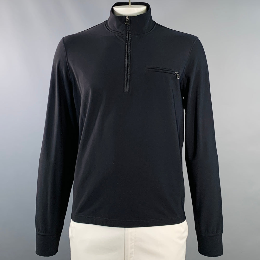 PRADA Size XXL Navy Nylon Blend One Pocket 1/4 Zip Pullover