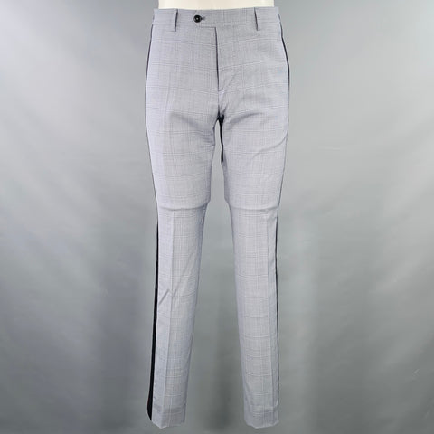 Costume VALENTINO Taille 38 Laine à Carreaux Bleu Gris Col Cranté