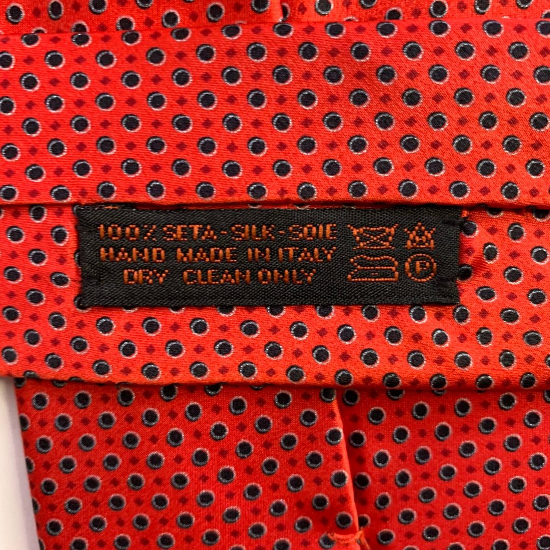 DOLCEPUNTA Red Black Polka Dot Silk Tie