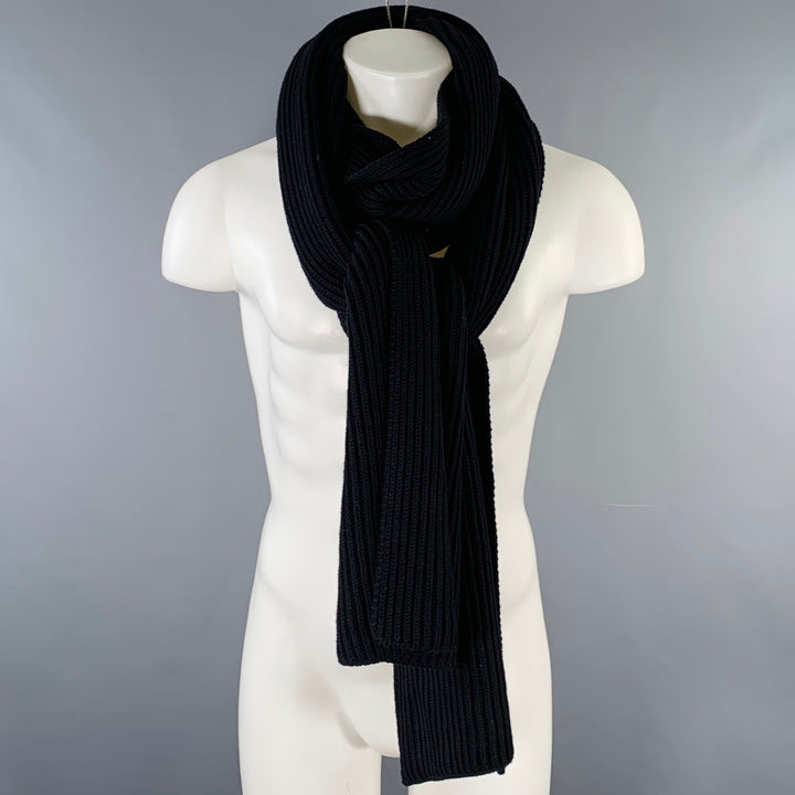 MAX MARA Black Ribbed Knit Scarf