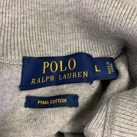 POLO by RALPH LAUREN Size L Grey Heather Cotton 1/4 Zip Pullover