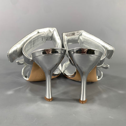 GIABORGHINI Size 10 Silver Leather Metallic Straps Sandals