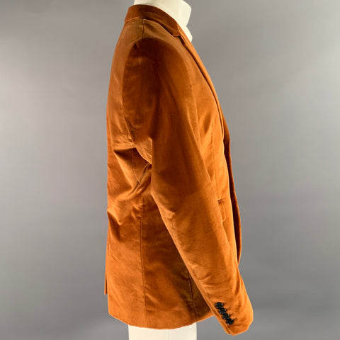 PAUL SMITH Size 40 Orange Copper Velvet Cotton Notch Lapel Sport Coat