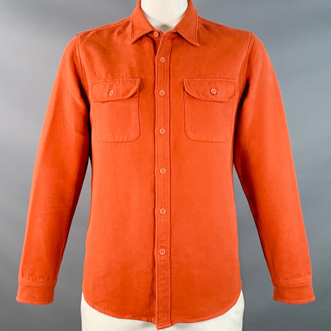 J.CREW Size L Orange Rust Cotton Two Pockets Classic Long Sleeve Shirt