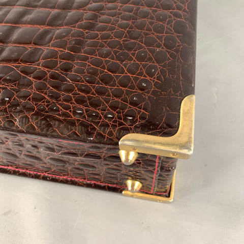 BELLESCO Brown Alligator Leather Briefcase Bags