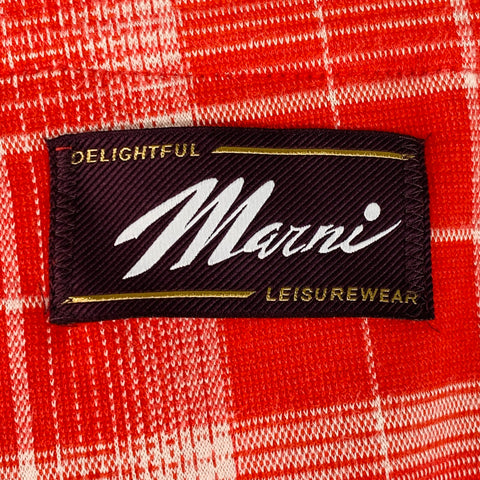 MARNI Size 34 Red White Plaid Viscose Blend Drawstring Casual Pants