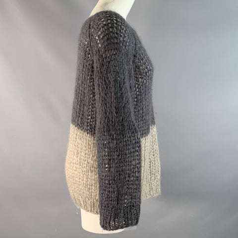 MAIAMI Size M Purple Grey Mohair Blend Two Tone Oversized Sweater
