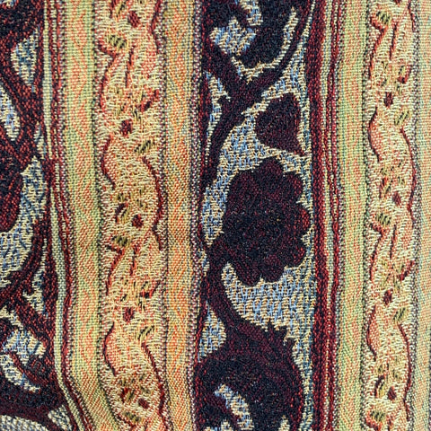 OZBEK Size 6 Burgundy Beige Polyester Blend Jacquard Tapestry Skinny Dress Pants