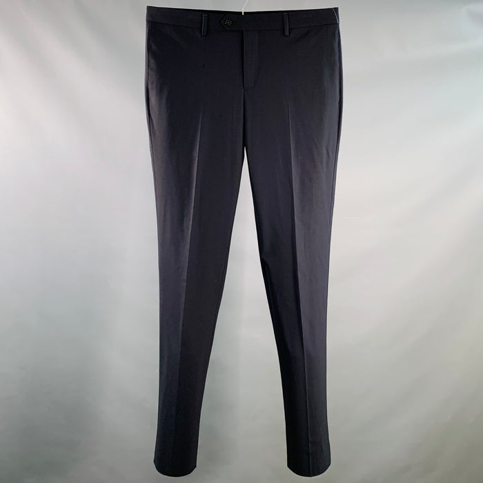 EMPORIO ARMANI Size 34 Navy Wool Blend Tapered Dress Pants