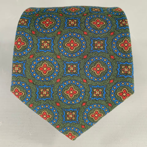 O'CONNELL'S Green Red Abstract Floral Wool Tie