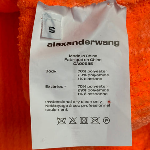 ALEXANDER WANG Size S Orange Ribbed Polyester Blend Oversized Crew Neck Sweater