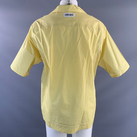 KENZO Size M Yellow Green Abstract Cotton Button Up Short Sleeve Shirt