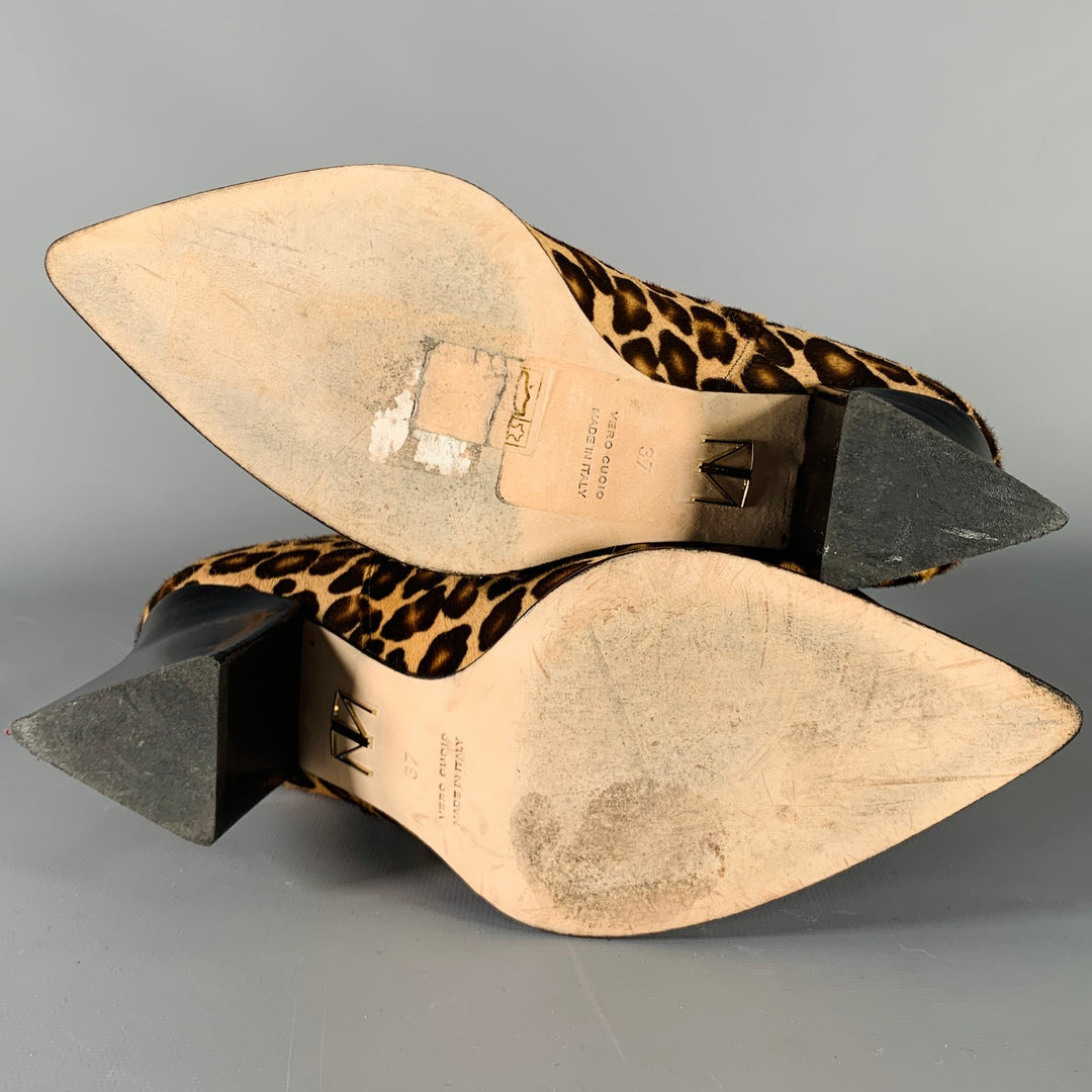 TAMARA MELLON Size 7 Brown Beige Animal Print Calf Hair Chunky Heel Boots