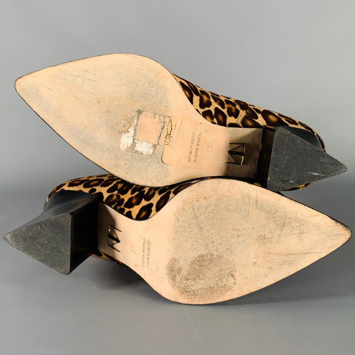 TAMARA MELLON Size 7 Brown Beige Animal Print Calf Hair Chunky Heel Boots