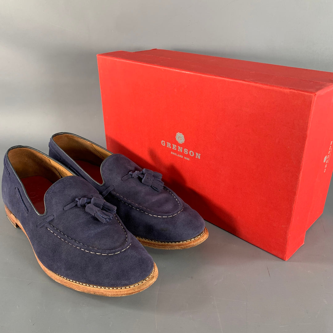 GRENSON Size 12 Scottie Navy Suede Tassel Moccasin Loafer
