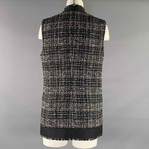 AKRIS Size L Black White Polyester Blend Sleeveless Vest