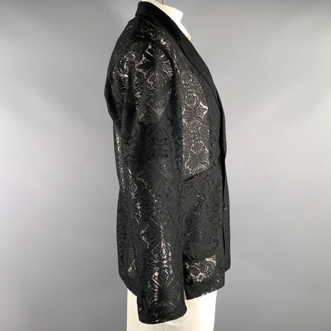 HARE Chest Size 42 Black Lace Polyester Notch Lapel Sport Coat