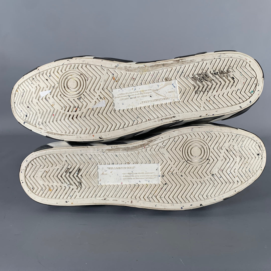 OFF-WHITE Size 13 Black Red Logo Canvas High Top Sneakers