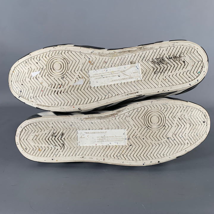 OFF-WHITE Size 13 Black Red Logo Canvas High Top Sneakers