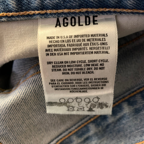 AGOLDE Size 26 Silver Metallic Denim Button Fly Jeans