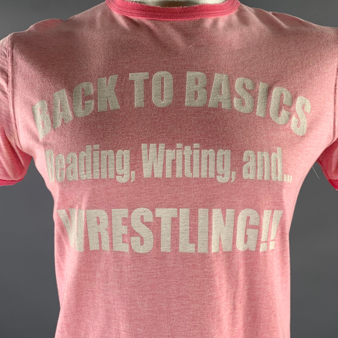 DSQUARED2 Size XL Pink Heather Cotton Ringer T-shirt