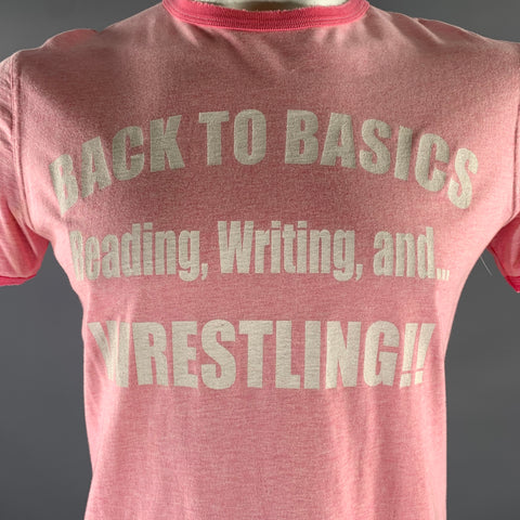 DSQUARED2 Size XL Pink Heather Cotton Ringer T-shirt