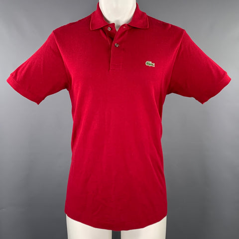LACOSTE Size M Burgundy Cotton Short Sleeve Polo
