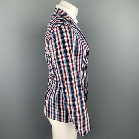GREEN LABEL RELAXING Size XS Navy & Red Plaid Cotton Sport Coat