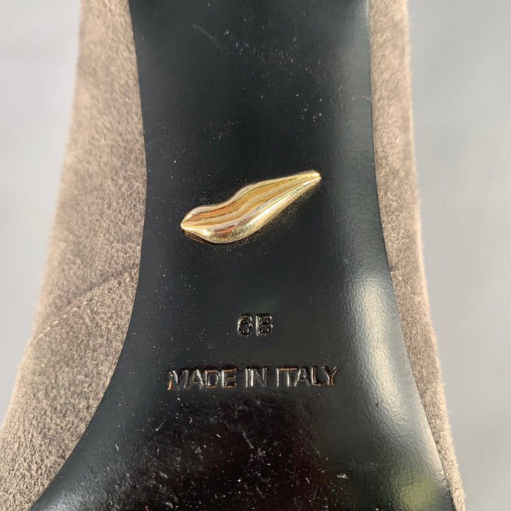 DIANE VON FURSTENBERG Size 6 Grey Black Suede Pointed Toe Pumps