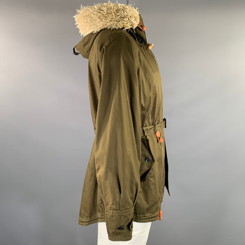 BURBERRY PRORSUM SS2012 Size 42 Green Olive Cotton Parka Coat