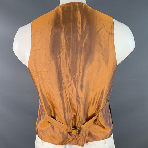 FAVOURBROOK Size 42 Black Gold Embroidery Velvet Button Up Vest
