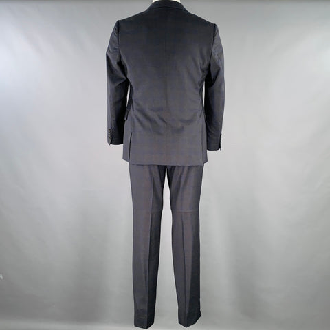 ARMANI COLLEZIONI Size 38 Navy Charcoal Grey Checkered Suit
