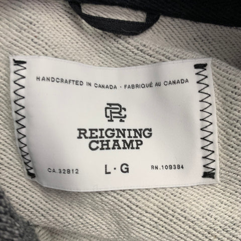 REIGNING CHAMP Size L Grey Melange Cotton Hoodie Sweatshirt
