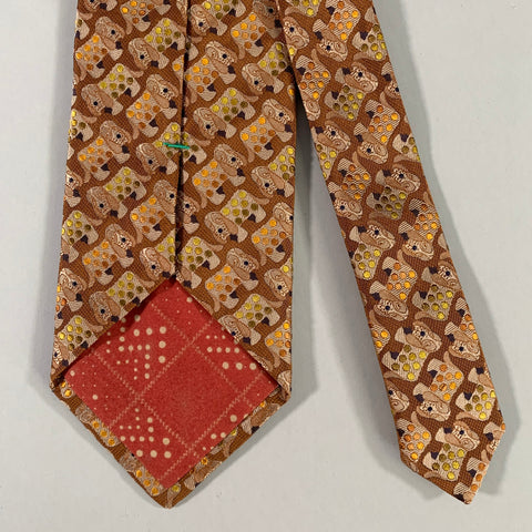 PAUL SMITH Orange Multi-Color Dogs Silk Tie