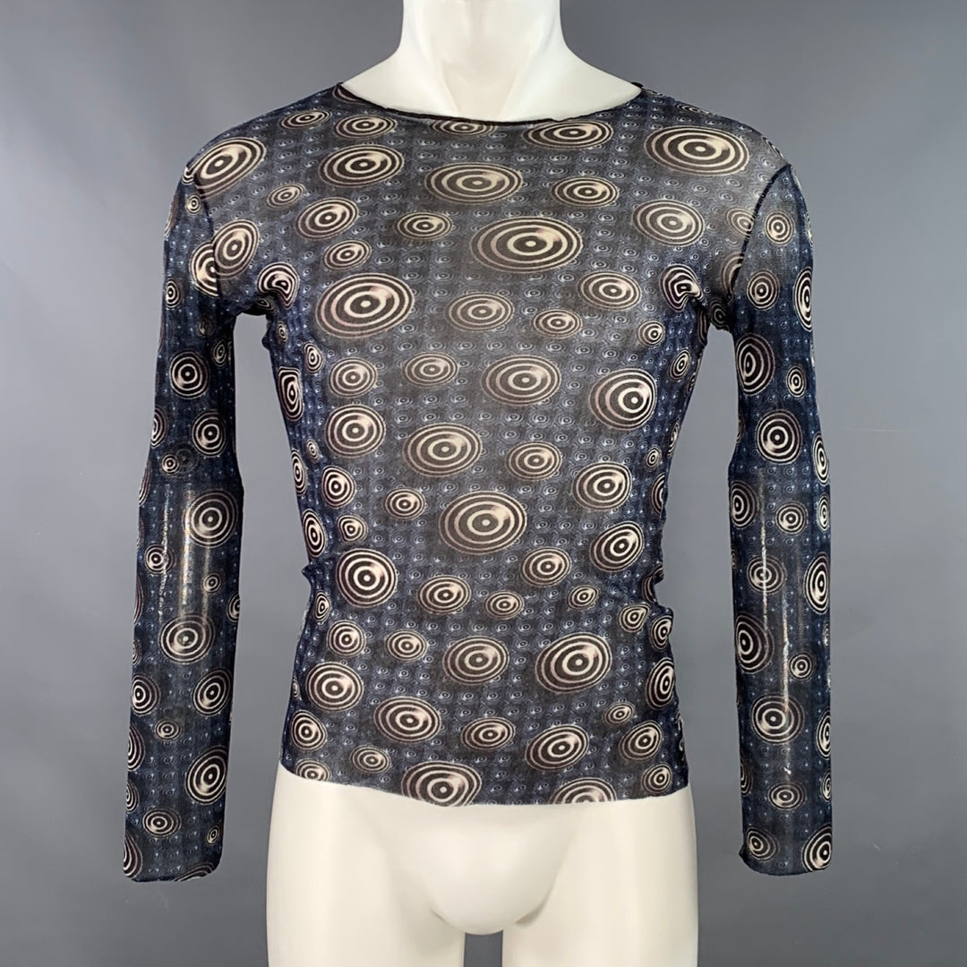 JEAN PAUL GAULTIER Size M Navy Black White Mesh Circles Nylon Pullover
