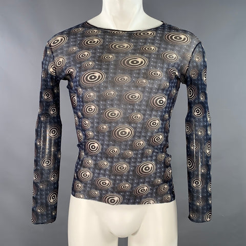 JEAN PAUL GAULTIER Size M Navy Black White Mesh Circles Nylon Pullover
