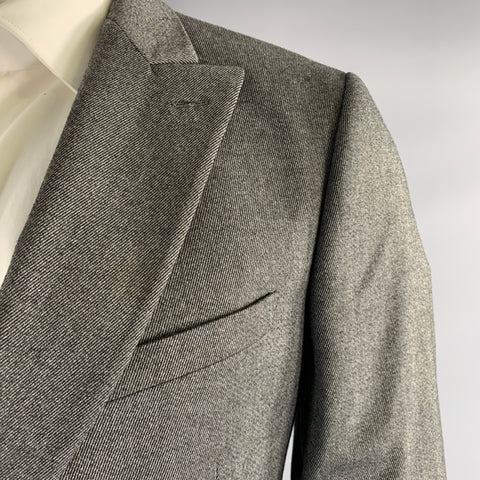 THE SUITS ANTWERP Chest Size 40 Grey Stripe Polyester Blend Peak Lapel 34 Suit