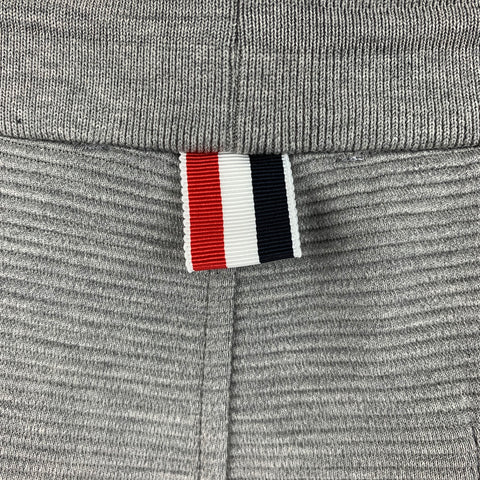THOM BROWNE Size L -Ottoman 4 Bar- Grey White Ribbed Cotton Sweatpants Casual Pants