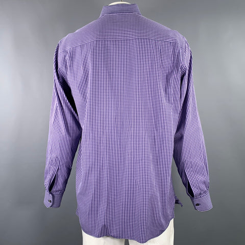 ERMENEGILDO ZEGNA Size XL Purple Lavender Checkered Cotton Long Sleeve Shirt