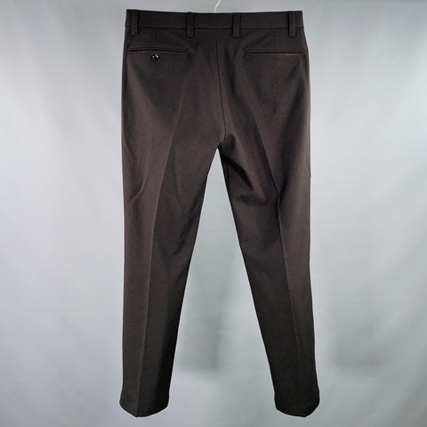 SOPH Size M Black Polyester Flat Front Dress Pants