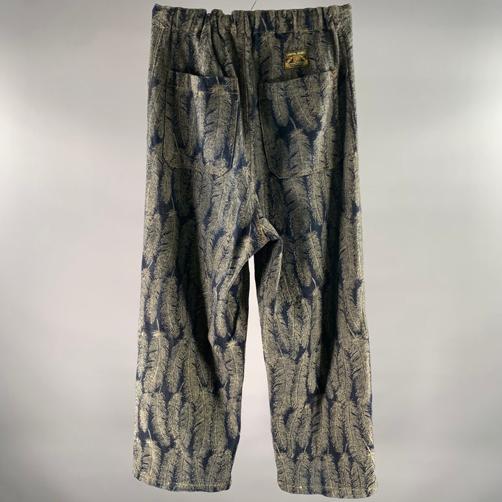 KAPITAL Size M Navy Grey Feathers Cotton Relaxed Jeans