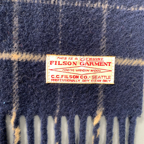 FILSON GARMENT Navy Tan Plaid Virgin Wool Scarves