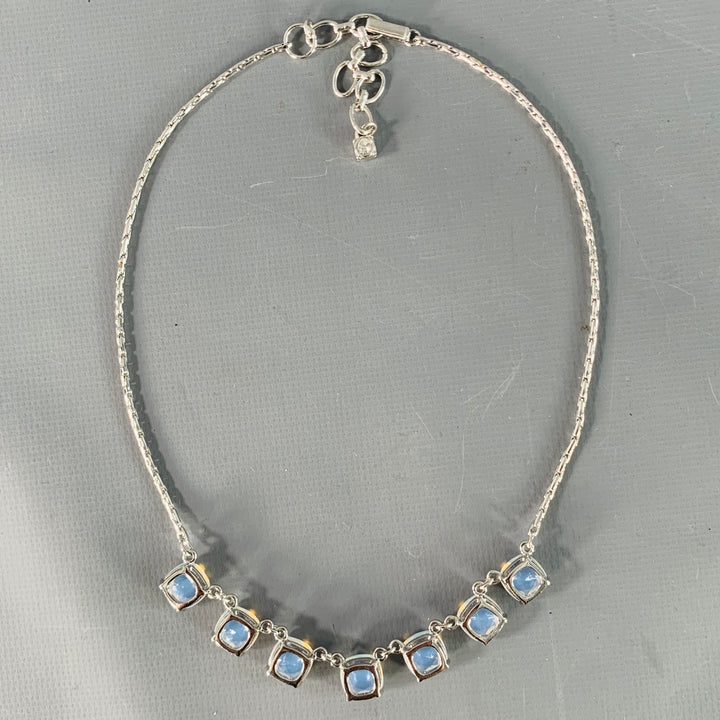 SWAROVSKI Silver Blue Crystal Metal Chain Necklace