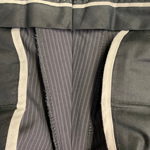 HUGO BOSS Size 42 Regular Black Charcoal Stripe Virgin Wool Silk Suit