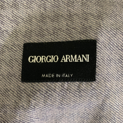 GIORGIO ARMANI Size XL Grey Lavender Houndstooth Cotton Silk Blend Long Sleeve Shirt