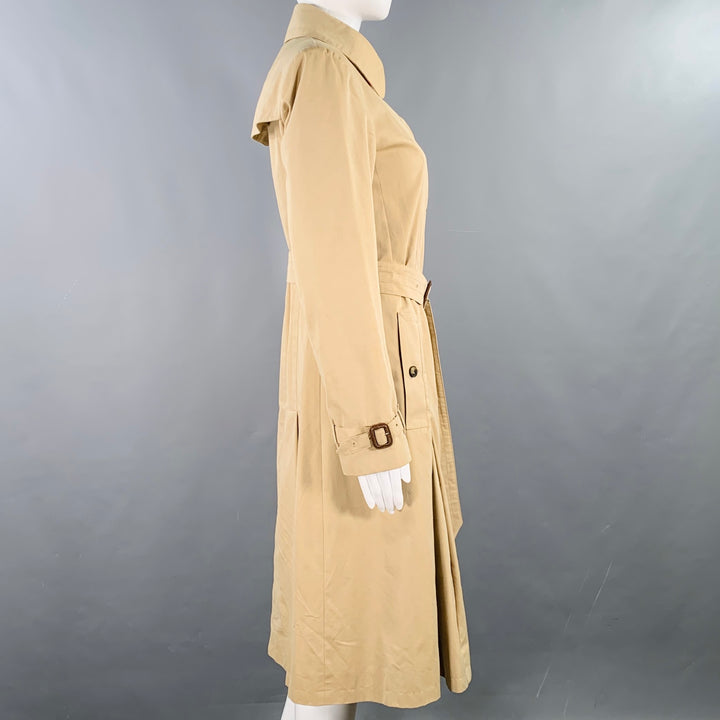 BURBERRY LONDON Size S Beige Cotton Pleated Trench Coat