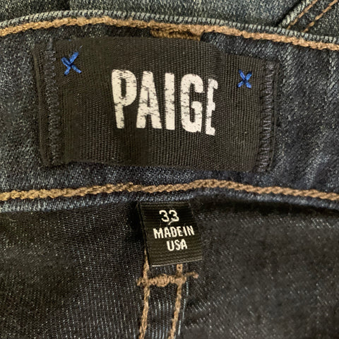 PAIGE Size 32 Blue Indigo Contrast Stitch Denim Low Rise Jeans